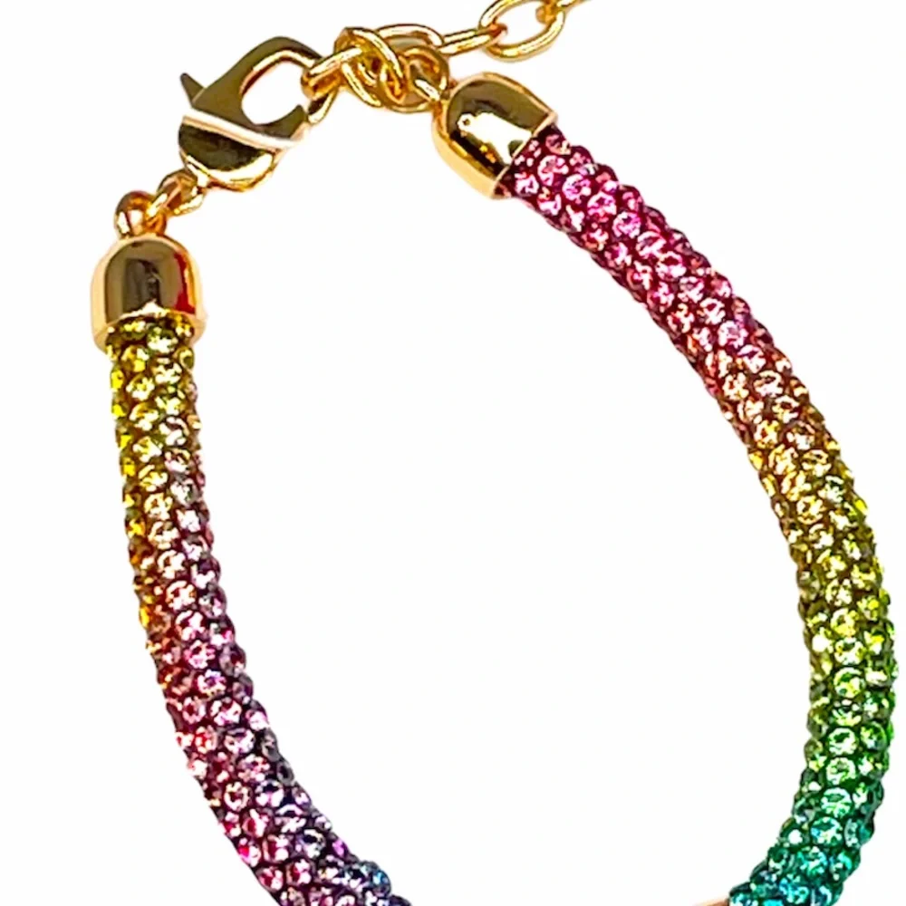Betsey Johnson Rhinestone and Heart Bracelet, Gold
